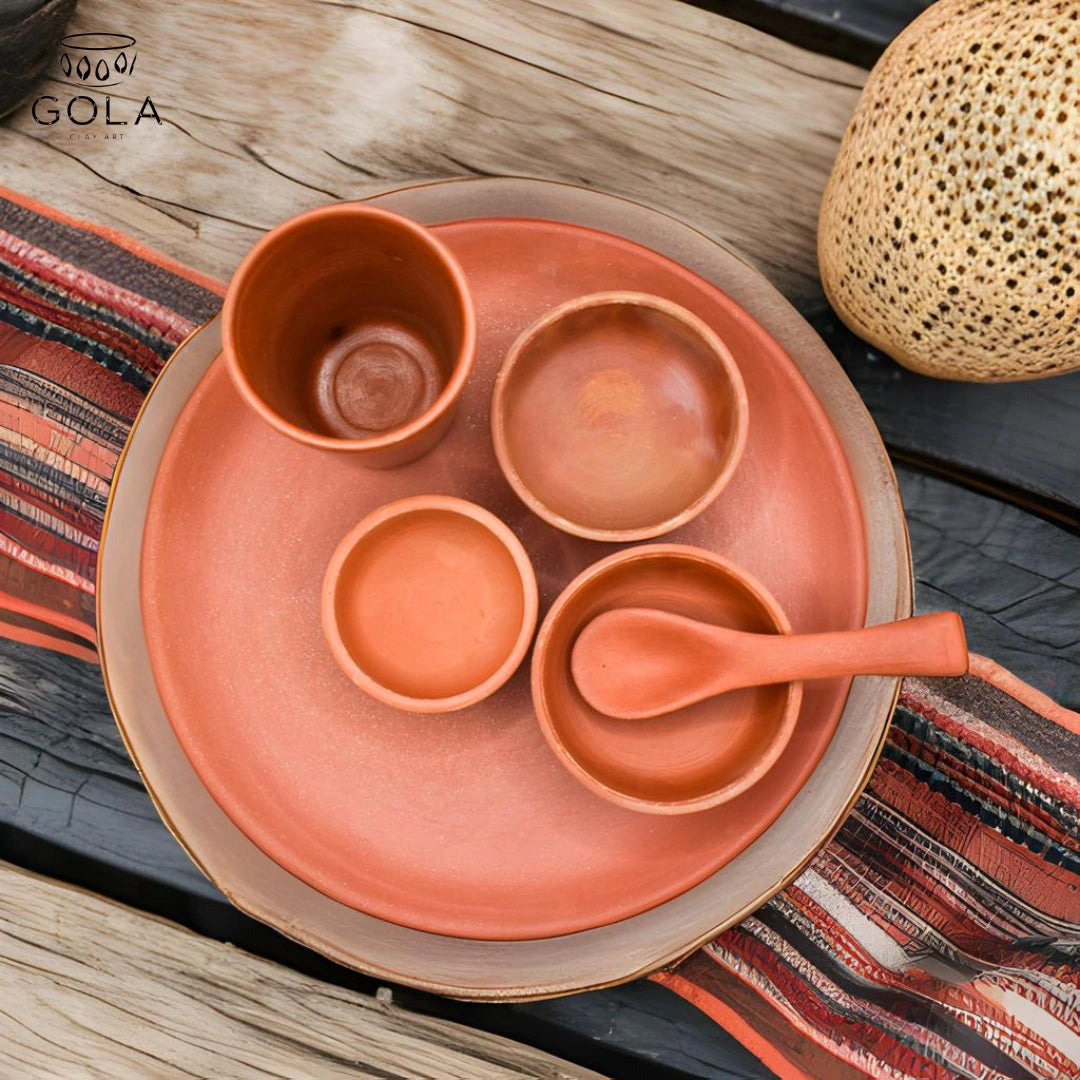 Handcrafted Rustic Harmony Clay Dining Set, Eco-Friendly Artisanal Pottery Collection, Vintage-Style Dinnerware for Sustainable Lifestyle.