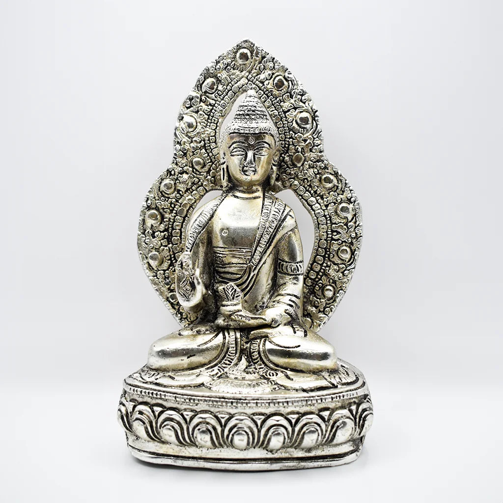 Exquisite Silver Serenity Buddha Metal Craft Handicraft by Tanutra Handicrafts - Modern Aluminum Art for Elegant Homes