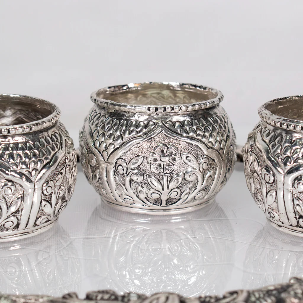 Silver Bowl Set with Tray