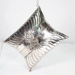 Load image into Gallery viewer, Elegant Silver Petal Clutch Handcrafted Aluminum Art – Modern and Functional Home Decor by Tanutra Handicrafts
