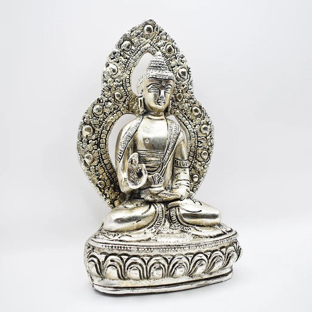 Exquisite Silver Serenity Buddha Metal Craft Handicraft by Tanutra Handicrafts - Modern Aluminum Art for Elegant Homes