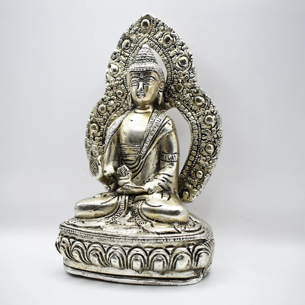 Exquisite Silver Serenity Buddha Metal Craft Handicraft by Tanutra Handicrafts - Modern Aluminum Art for Elegant Homes