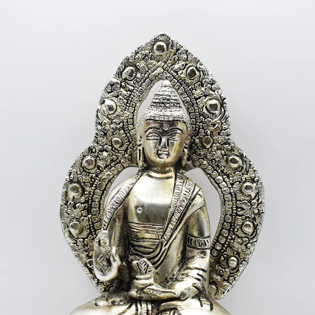 Exquisite Silver Serenity Buddha Metal Craft Handicraft by Tanutra Handicrafts - Modern Aluminum Art for Elegant Homes