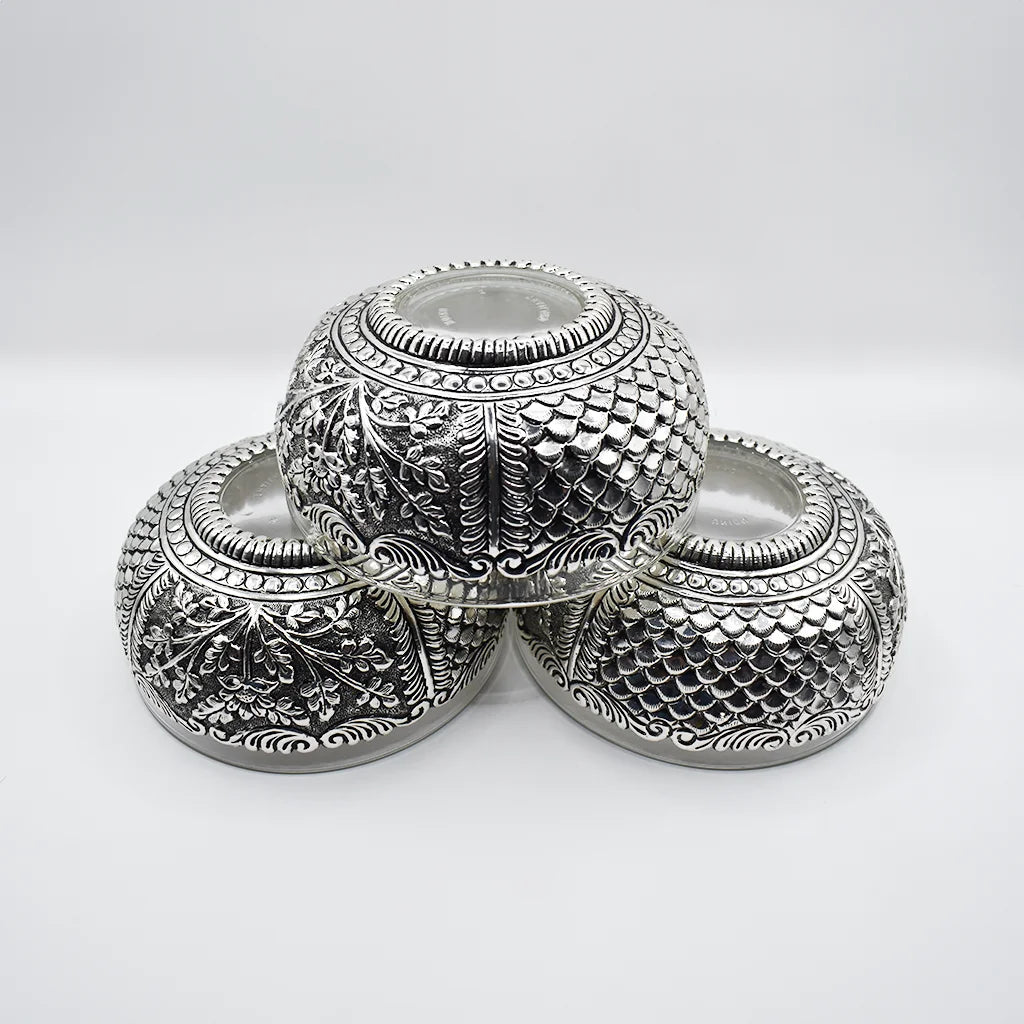 Timeless Beauty Silver Design Bowl Set of 3 | Modern Silver Bowls | Elegant Serving Bowls