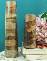 Load image into Gallery viewer, brown and gold printed flower glass vases
