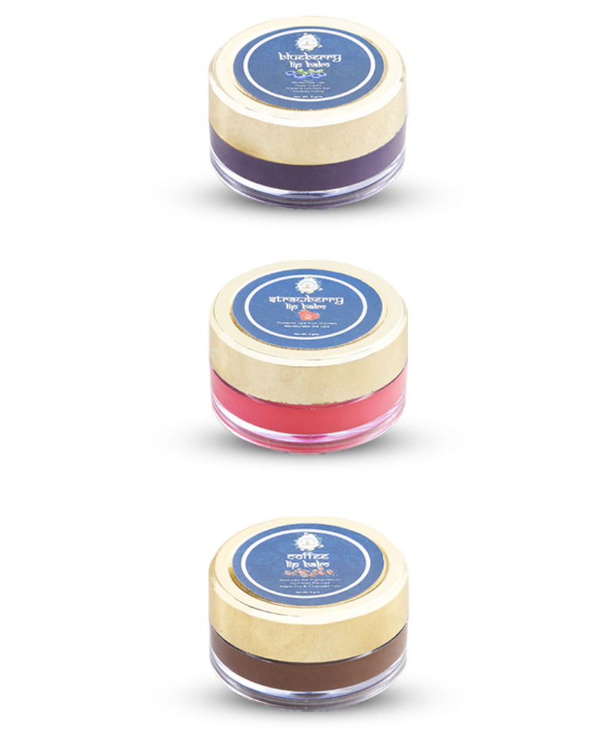 Assorted Lip Balm Set (Blueberry, Strawberry, and Coffee)